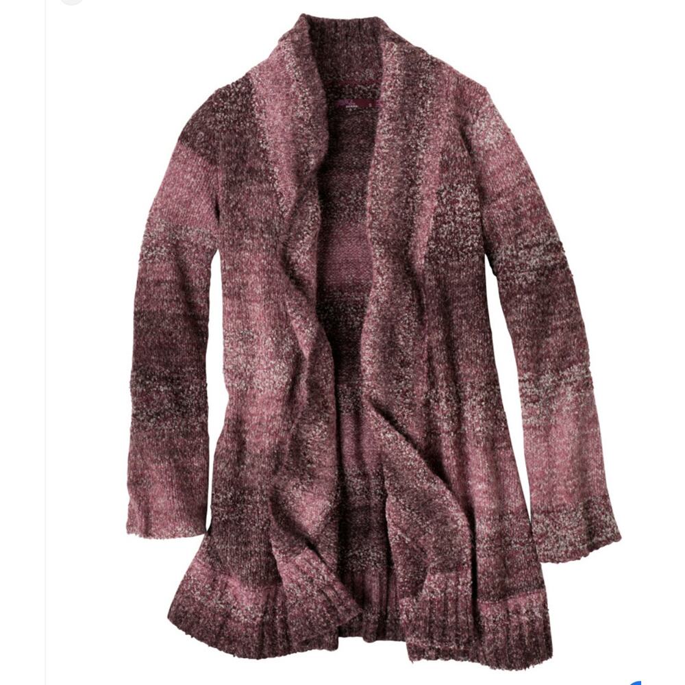 Prana Stripe Marled Rhonda Duster Open Front Knit‎ Cardigan Ombre Size Small